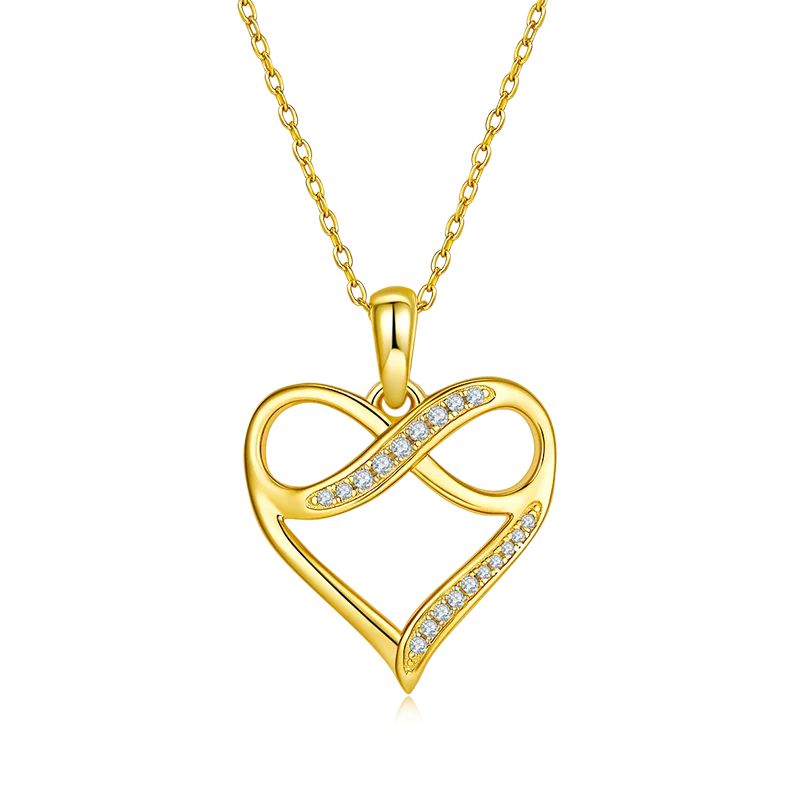 Infinity Heart Necklace Moissanite Pendant in Silver Jewelry