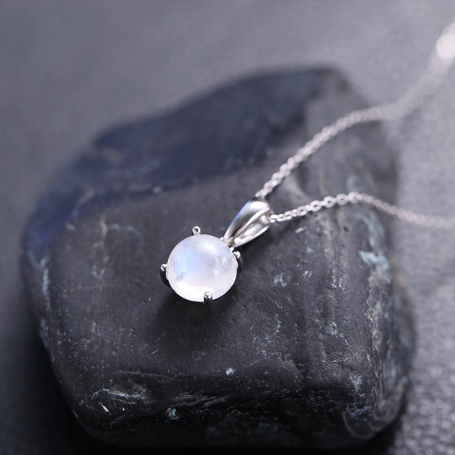 June Birthstone 925 Sterling Silver Milky Blue Moonstone Necklace