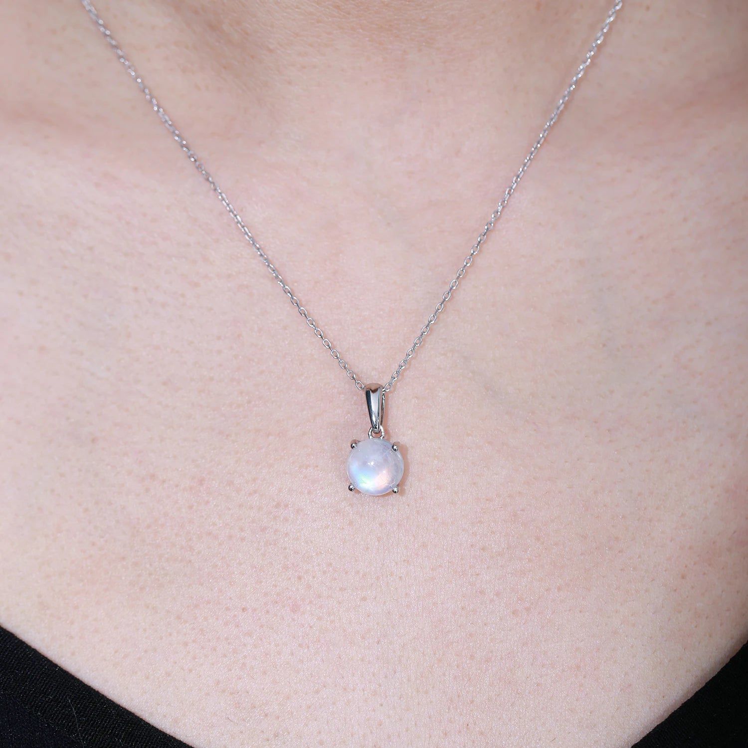 June Birthstone 925 Sterling Silver Milky Blue Moonstone Necklace