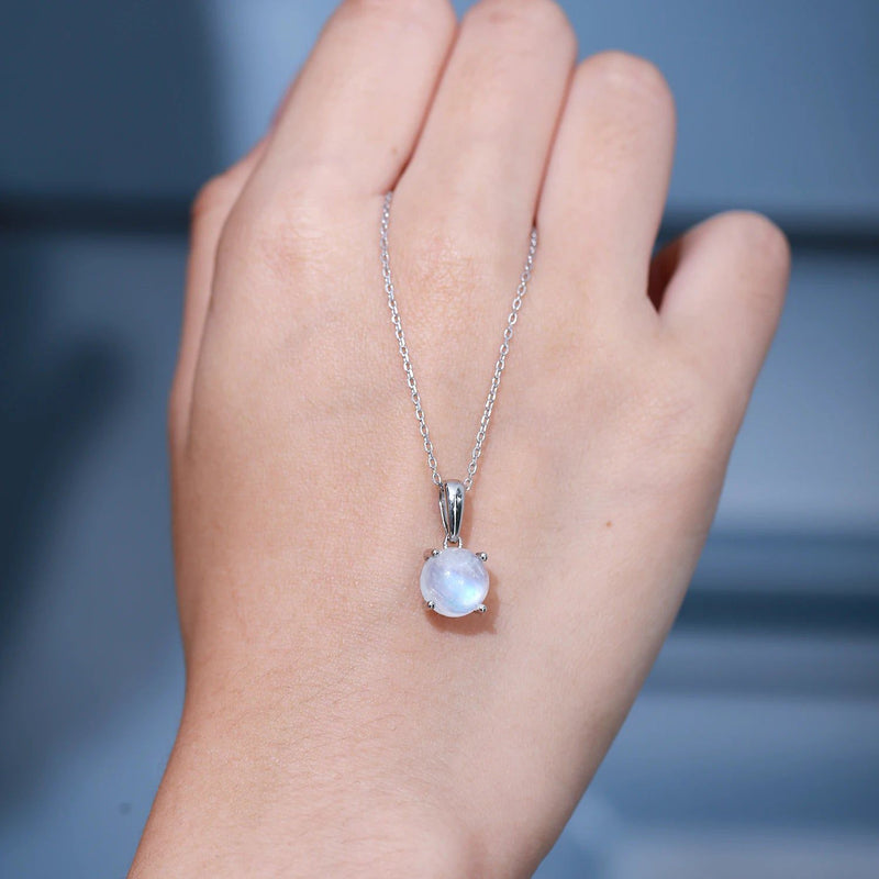 June Birthstone 925 Sterling Silver Milky Blue Moonstone Necklace