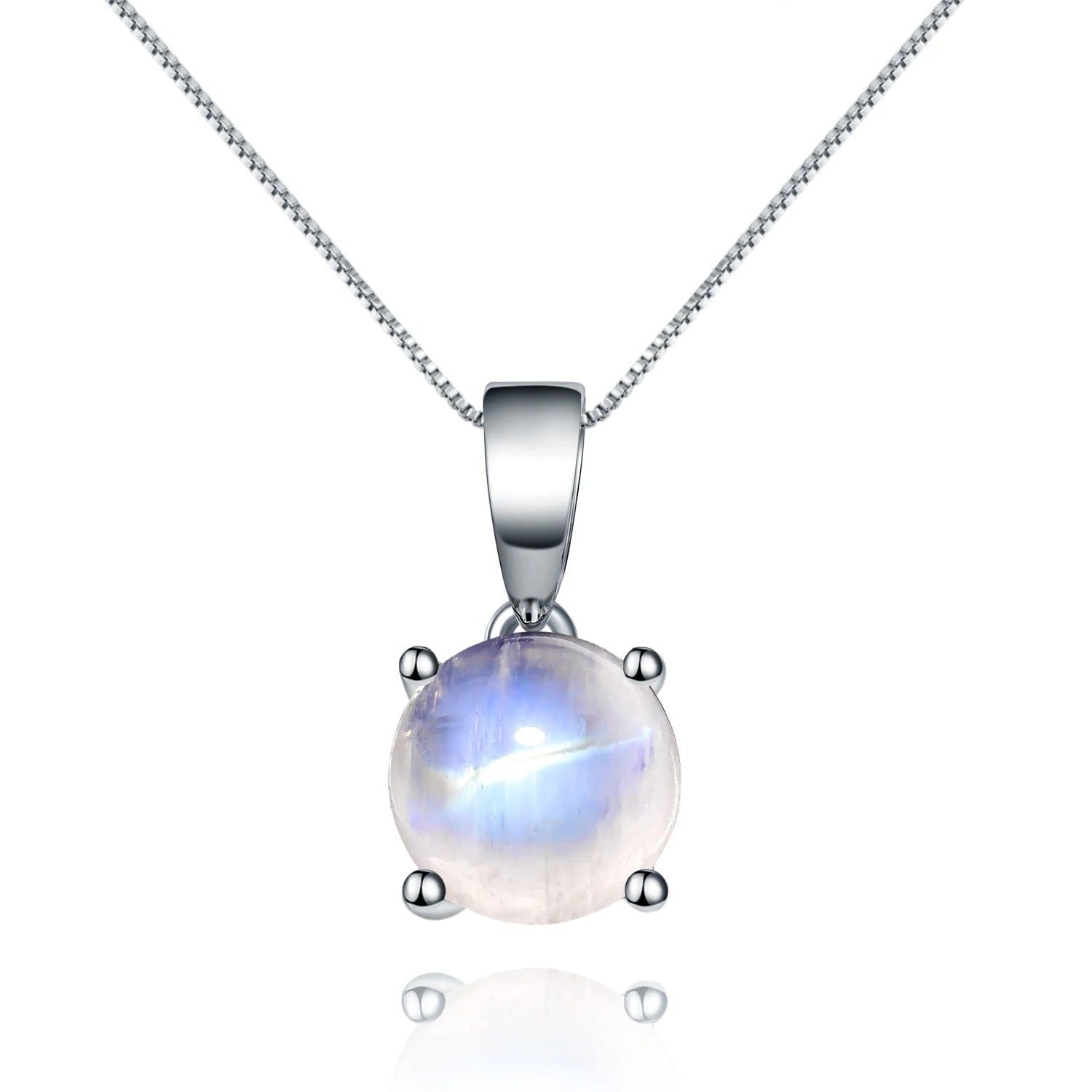 June Birthstone 925 Sterling Silver Milky Blue Moonstone Necklace