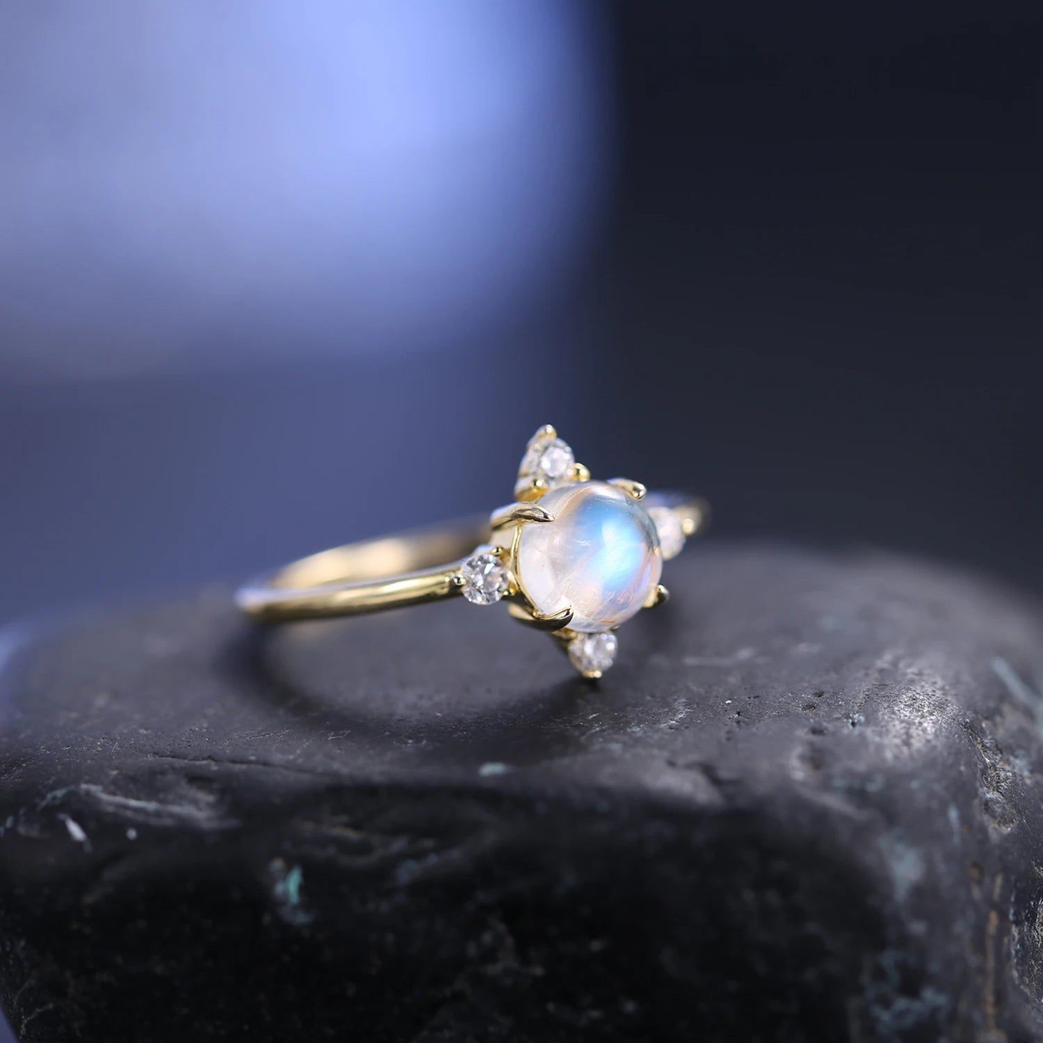 June Birthstone Delicate 925 Sterling Silver Gold Ring