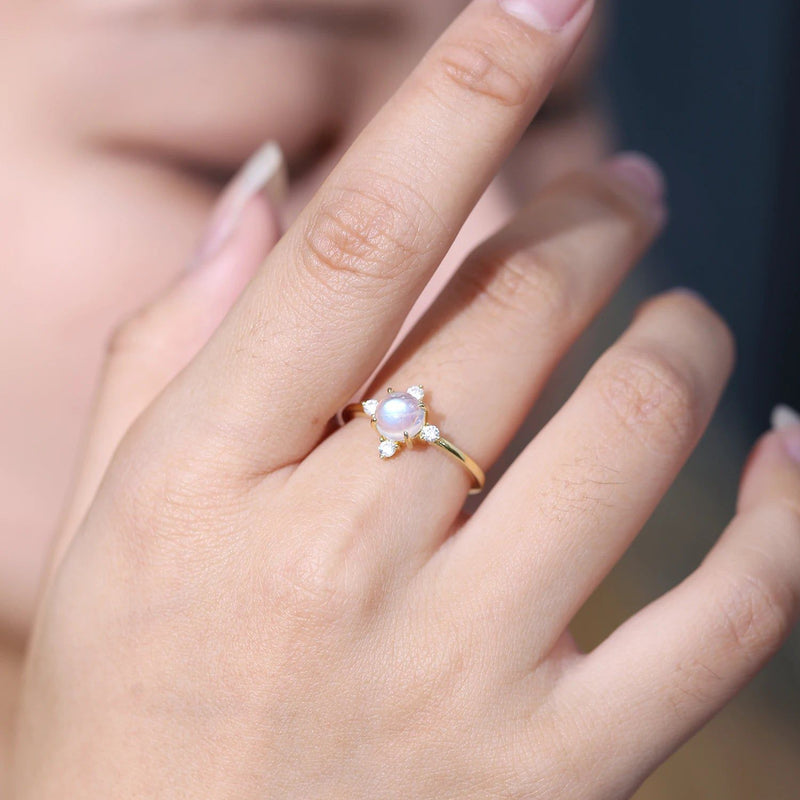 June Birthstone Delicate 925 Sterling Silver Gold Ring