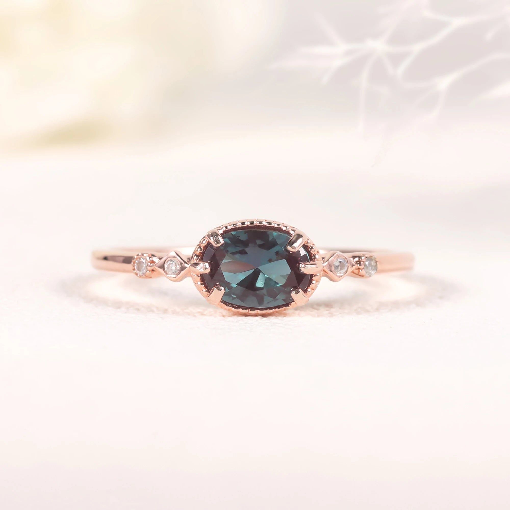 June Birthstone Vintage Alexandrite Ring in 925 Silver