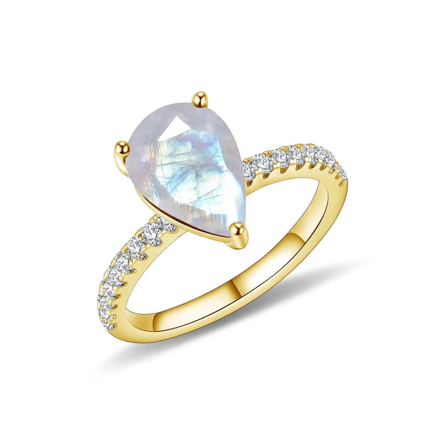 June Birthstone Vintage Pear Shaped Milky Blue Moonstone Ring