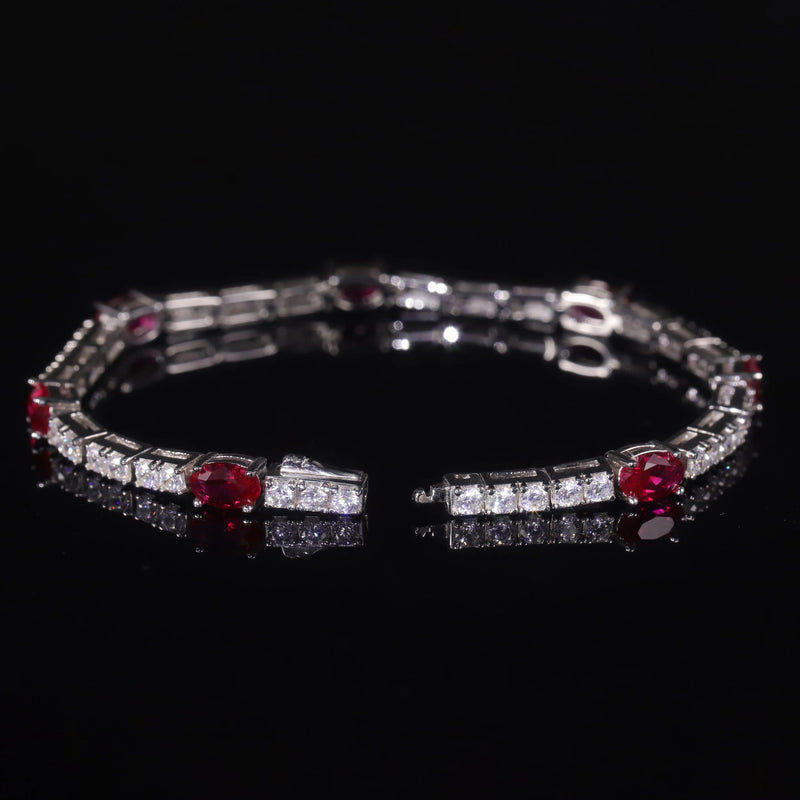 Lab Grown Ruby Tennis Bracelet 925 Sterling Silver For Women