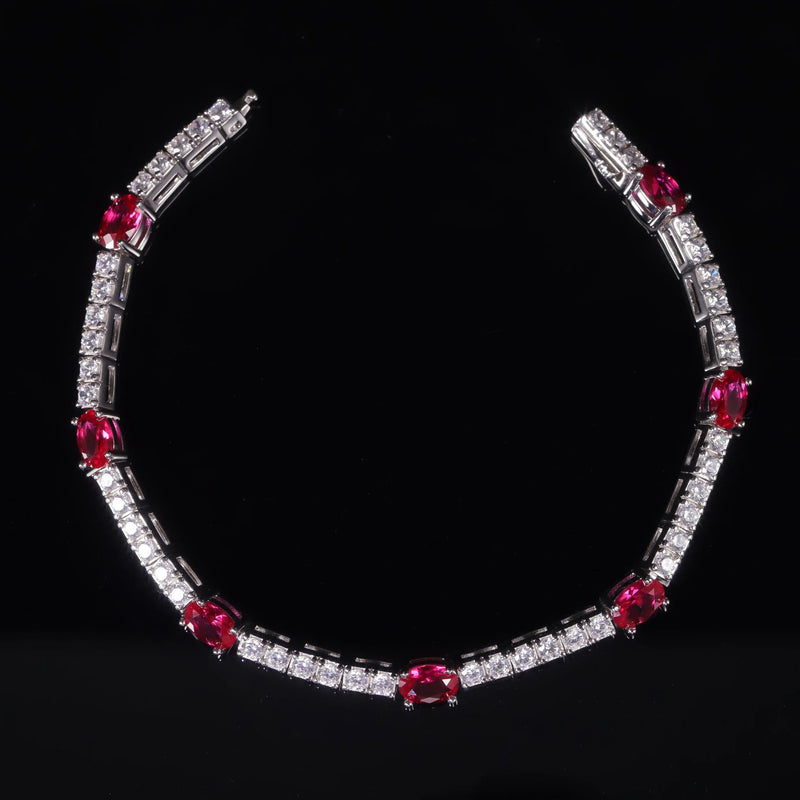 Lab Grown Ruby Tennis Bracelet 925 Sterling Silver For Women