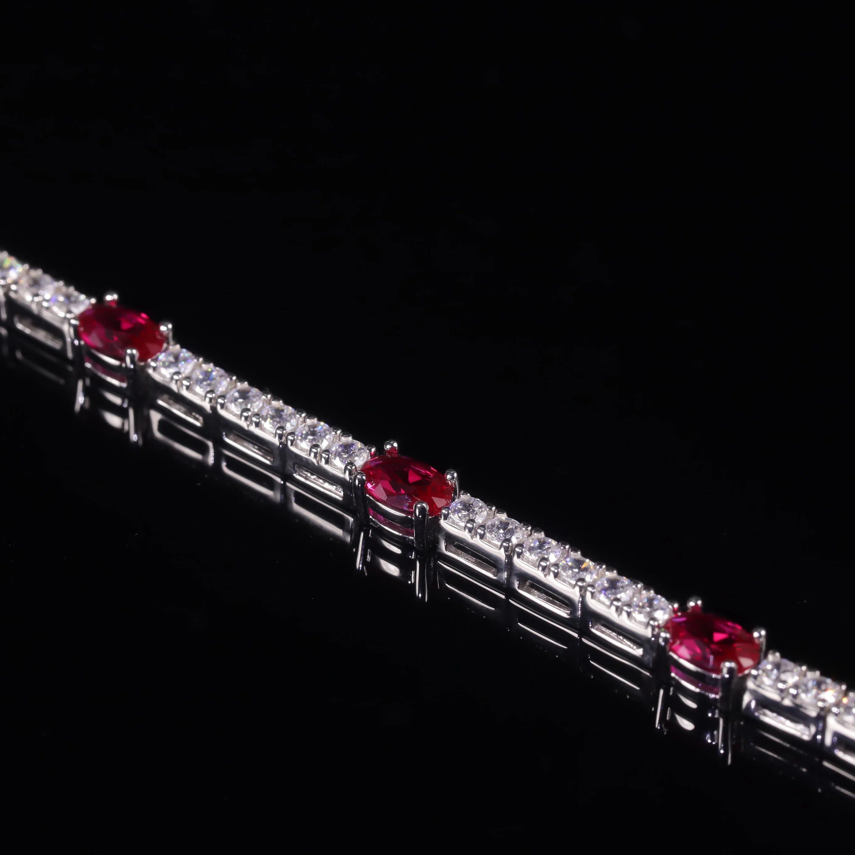 Lab Grown Ruby Tennis Bracelet 925 Sterling Silver For Women