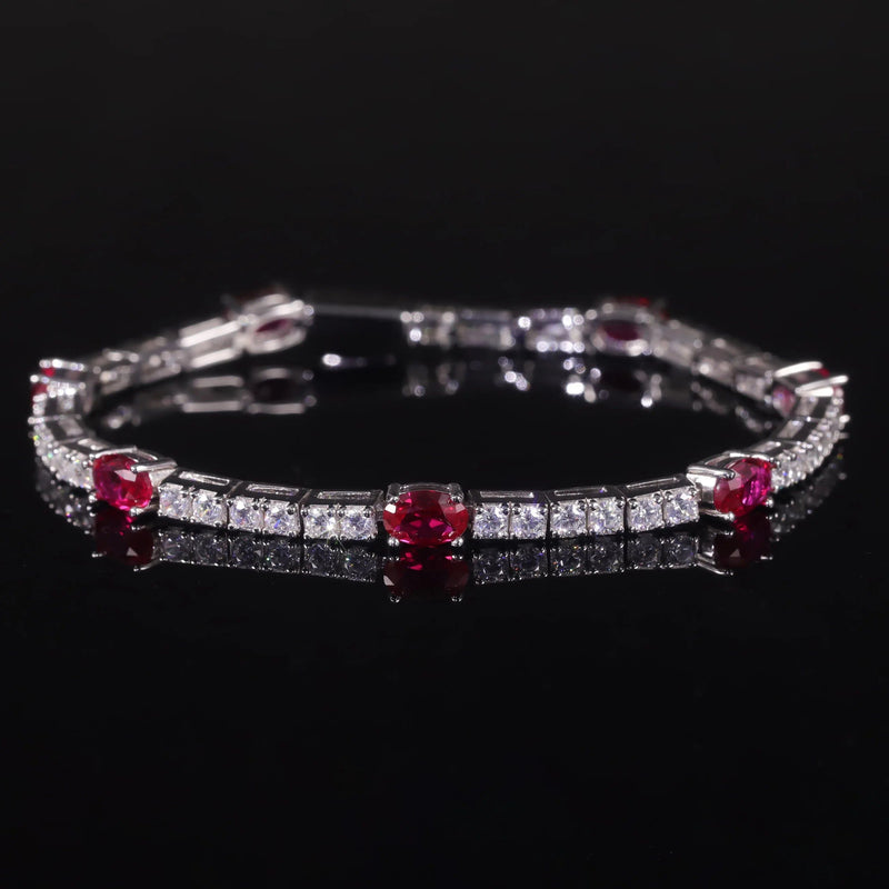 Lab Grown Ruby Tennis Bracelet 925 Sterling Silver For Women