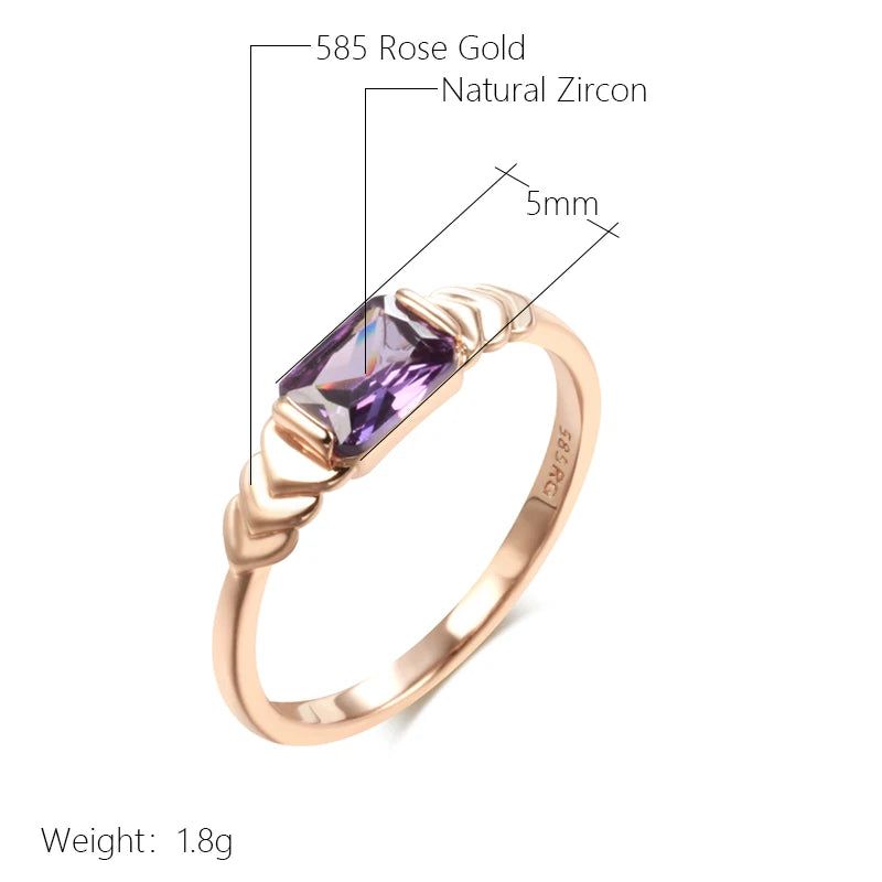 Lavish Geometric Purple Zircon Cocktail Ring in Elegant Rose Gold Finish