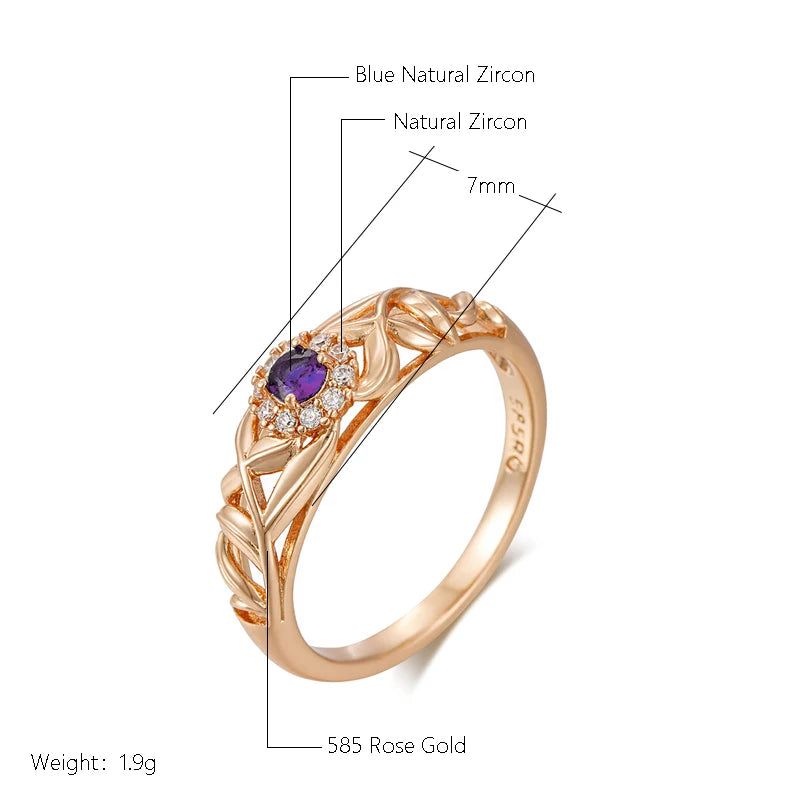 Lavish Purple Natural Zircon Ring in 585 Rose Gold - Unique Luxury Jewelry