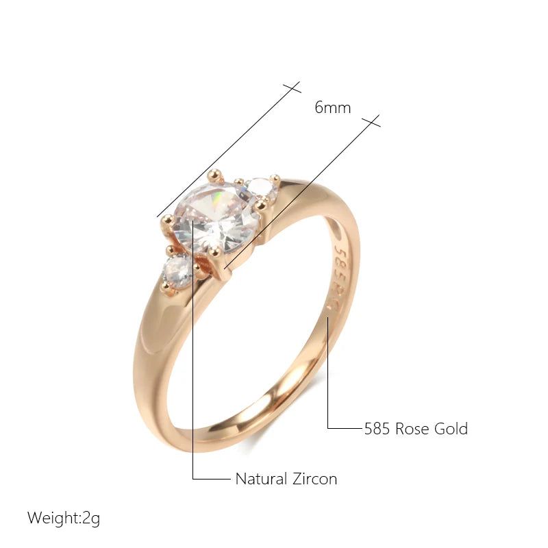 Luxurious 585 Rose Gold Cocktail Ring with Natural Zircon Crystals