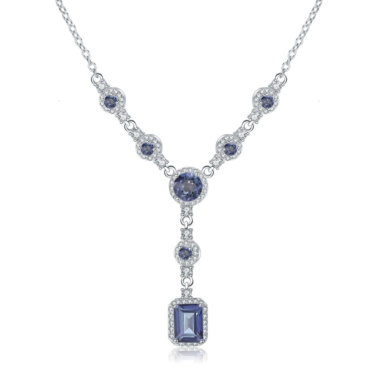 Luxury 3.77Ct Natural Sky Blue Topaz Pendant Necklace