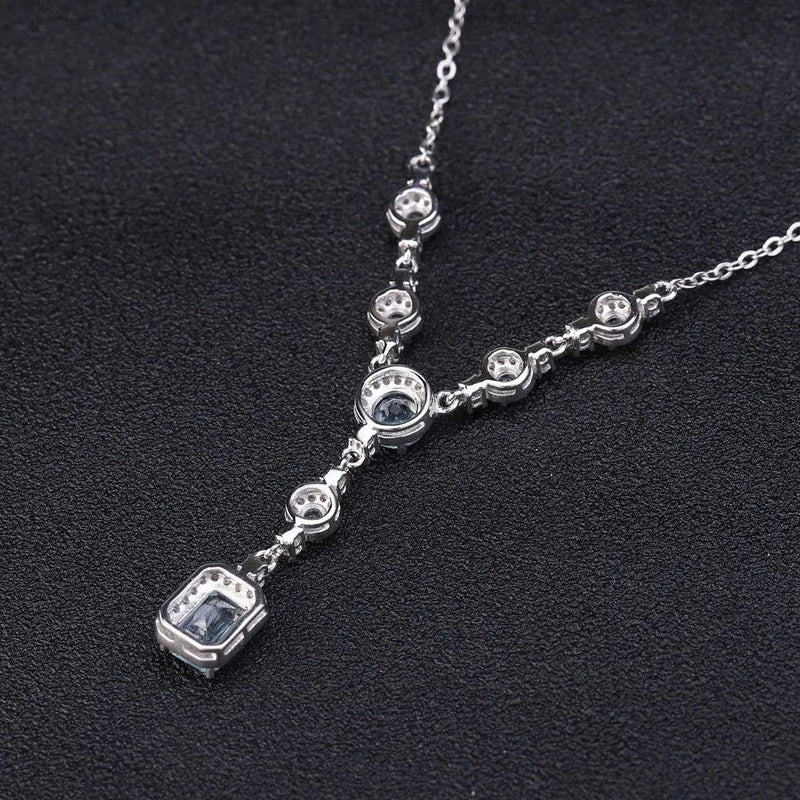 Luxury 3.77Ct Natural Sky Blue Topaz Pendant Necklace