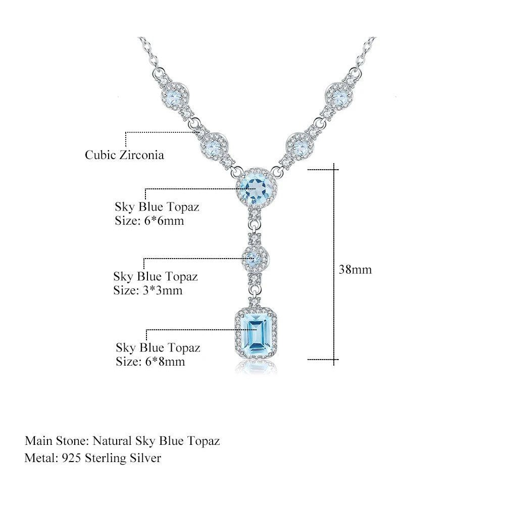 Luxury 3.77Ct Natural Sky Blue Topaz Pendant Necklace