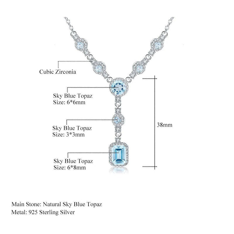 Luxury 3.77Ct Natural Sky Blue Topaz Pendant Necklace