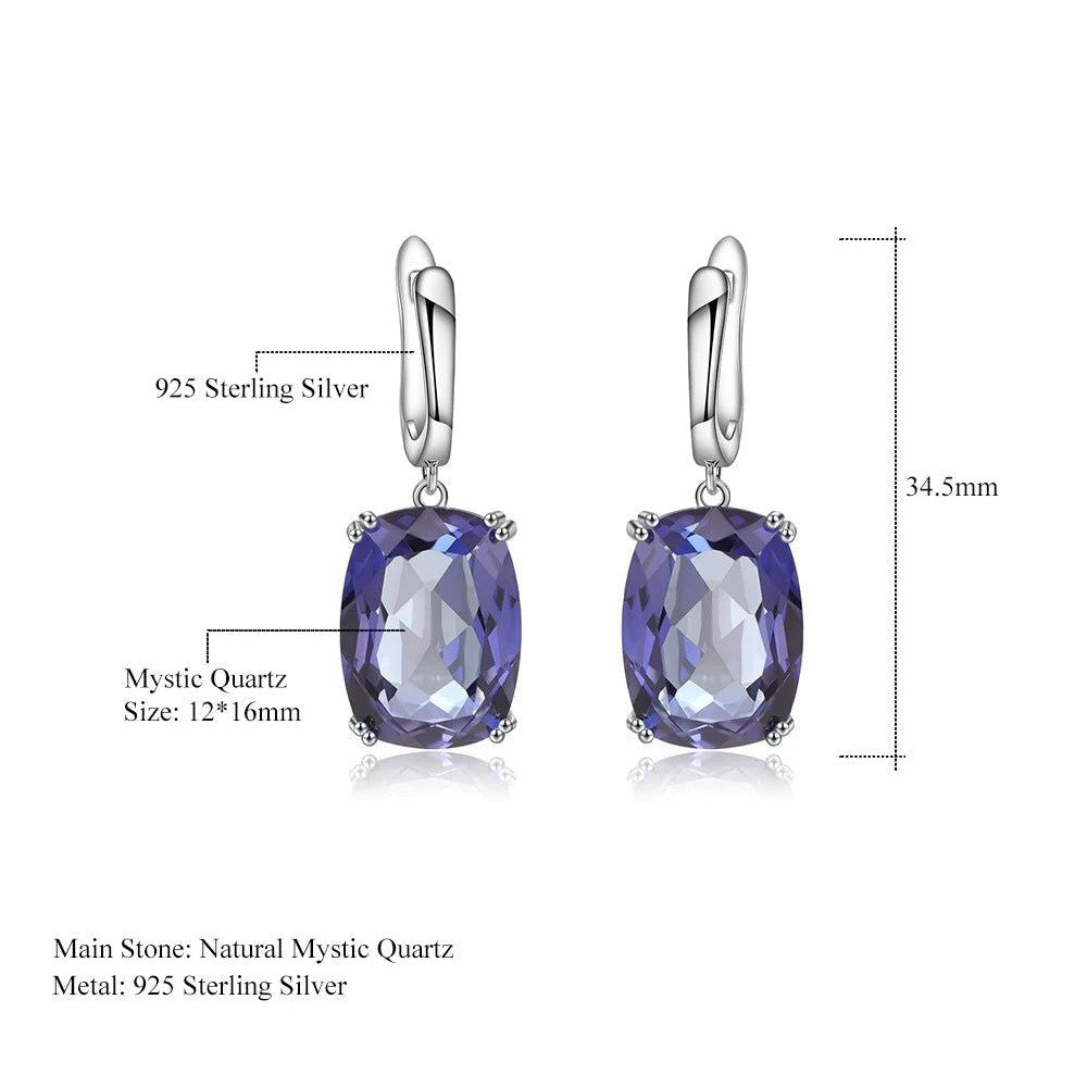 Luxury 925 Sterling Silver Drop Earrings with Iolite Quartz