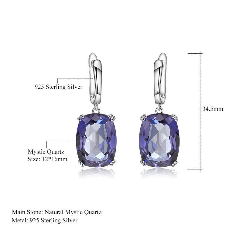 Luxury 925 Sterling Silver Drop Earrings with Iolite Quartz