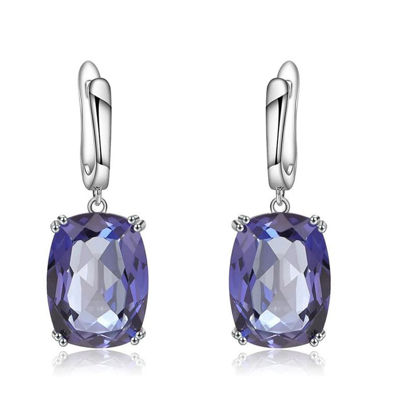 Luxury 925 Sterling Silver Drop Earrings with Iolite Quartz