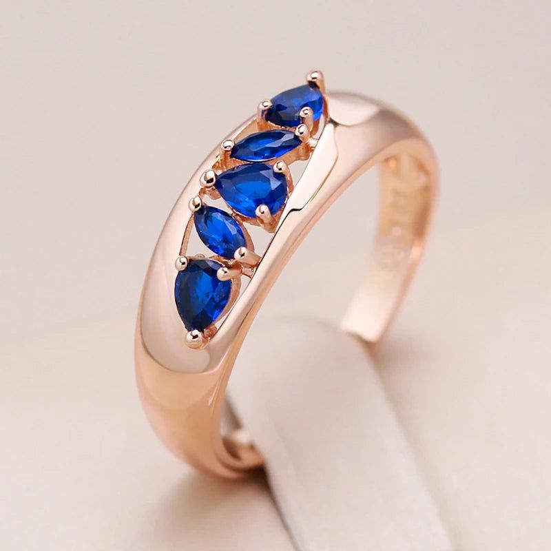 Luxury Blue Zircon Cocktail Ring in 585 Rose Gold - Unique Jewelry Accessory