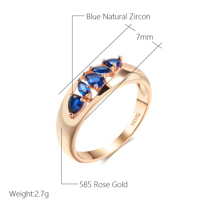 Luxury Blue Zircon Cocktail Ring in 585 Rose Gold - Unique Jewelry Accessory