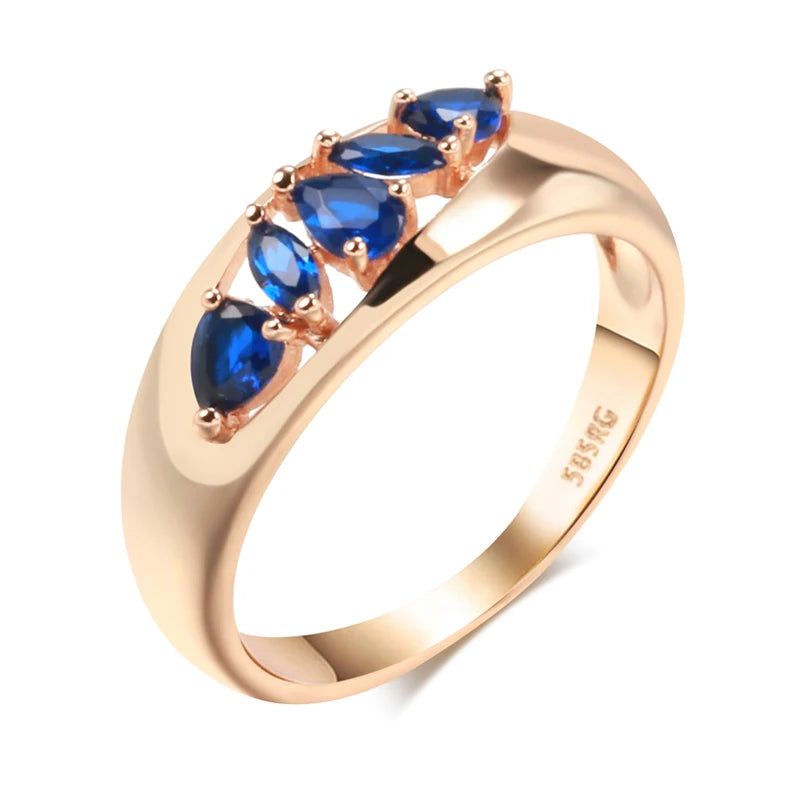 Luxury Blue Zircon Cocktail Ring in 585 Rose Gold - Unique Jewelry Accessory