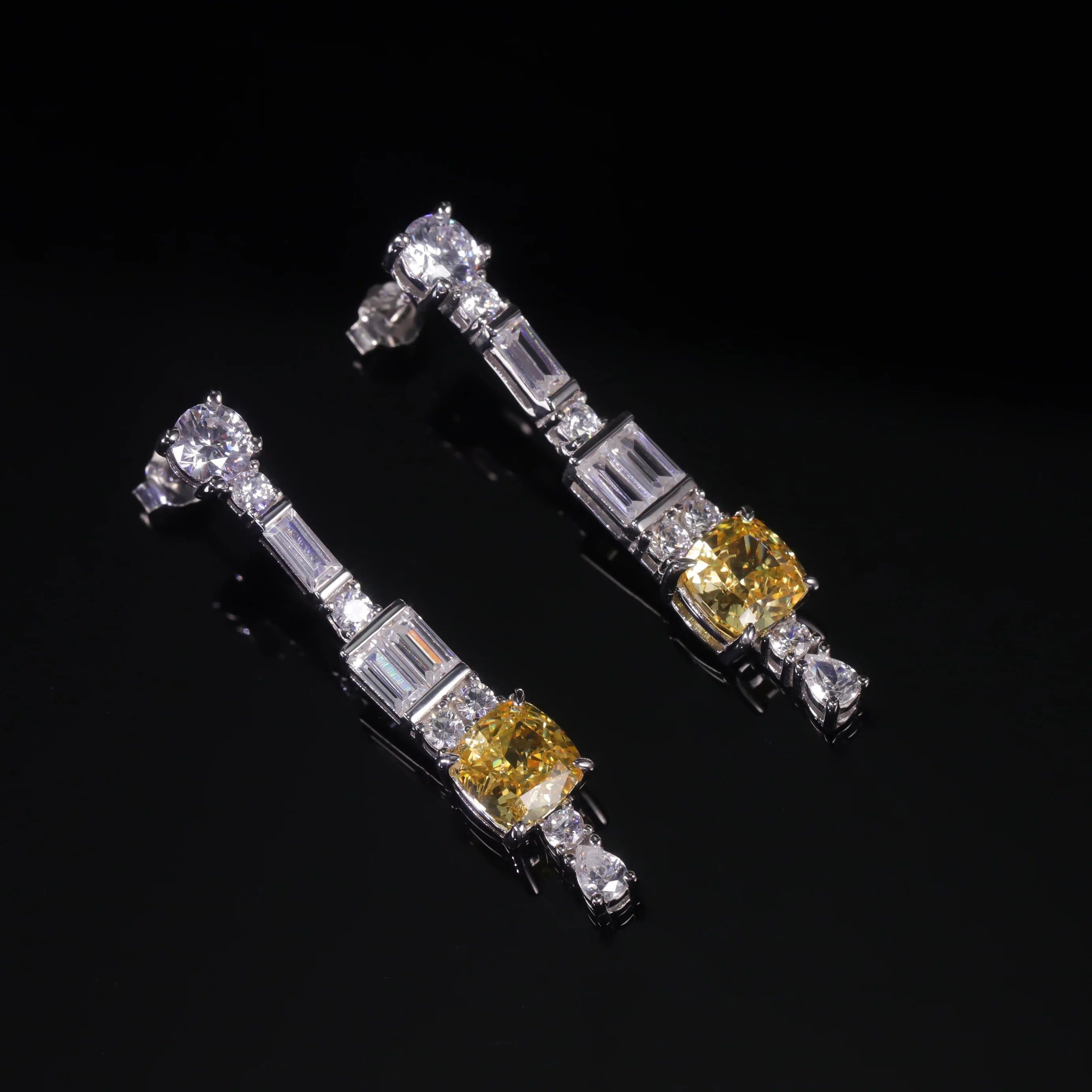 Luxury Earrings Diamond-fire CZ 925 Silver Dangle For Women