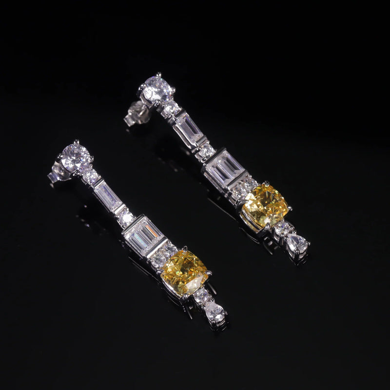 Luxury Earrings Diamond-fire CZ 925 Silver Dangle For Women