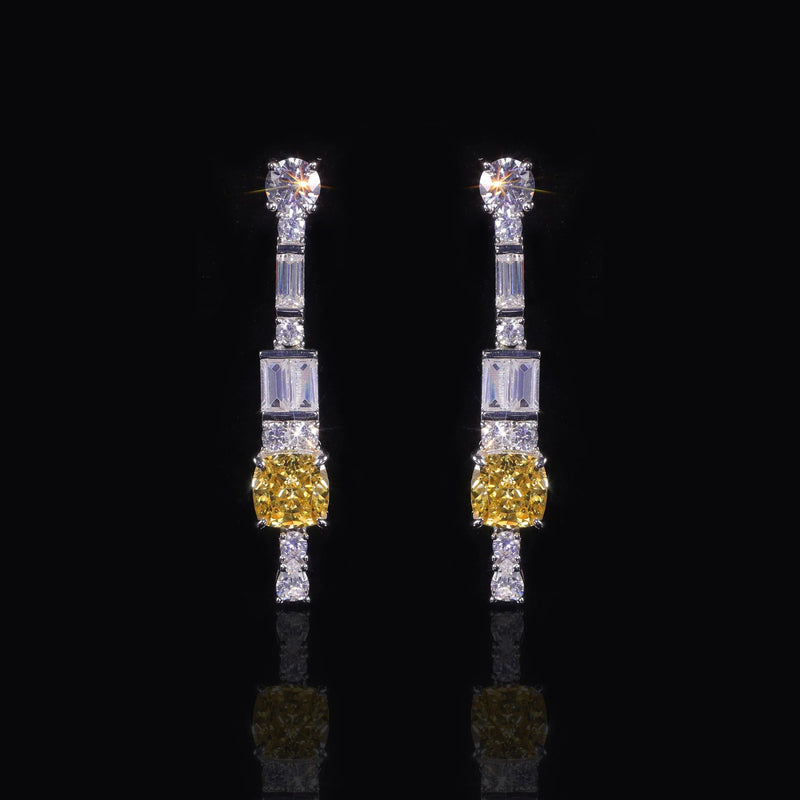 Luxury Earrings Diamond-fire CZ 925 Silver Dangle For Women