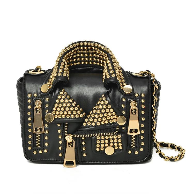 Luxury Rivet-Embellished Chain Bag for Women - Stylish Jacket-Shaped Messenger Handbag