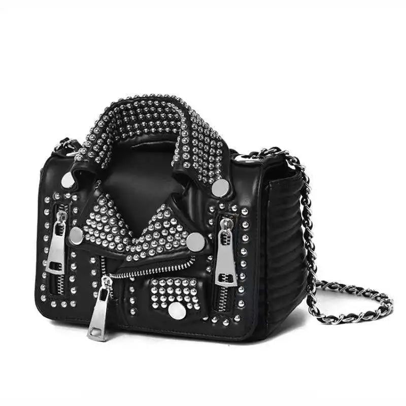 Luxury Rivet-Embellished Chain Bag for Women - Stylish Jacket-Shaped Messenger Handbag