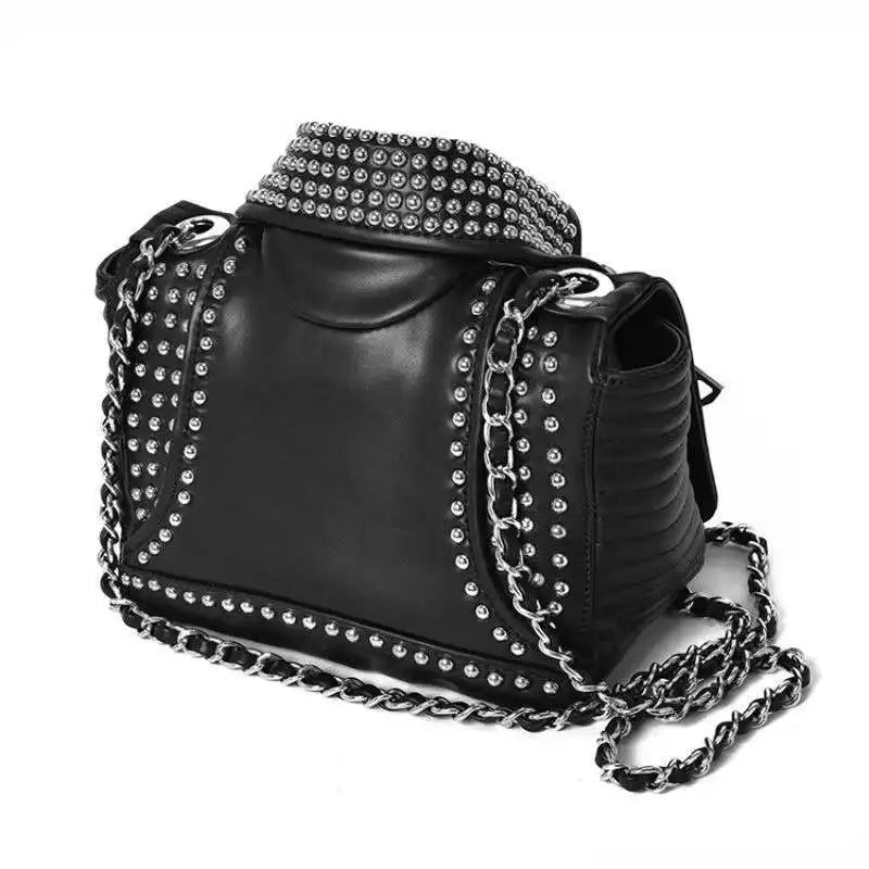 Luxury Rivet-Embellished Chain Bag for Women - Stylish Jacket-Shaped Messenger Handbag