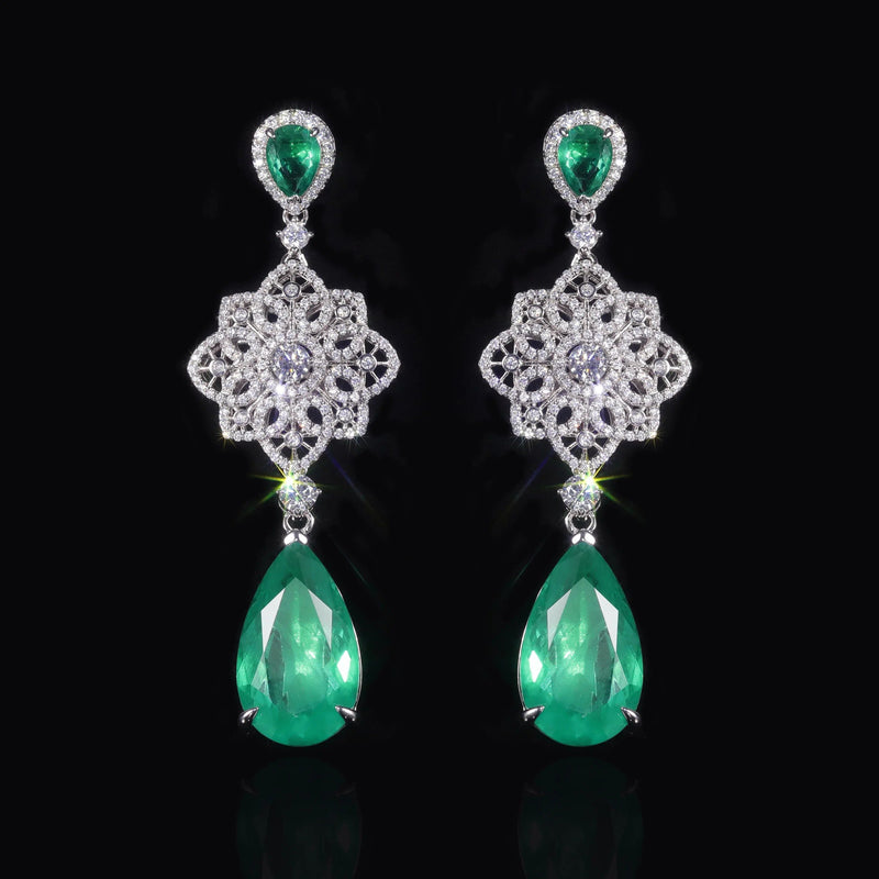 Luxury Vintage Imitated Emerald Dangle Drop Earrings