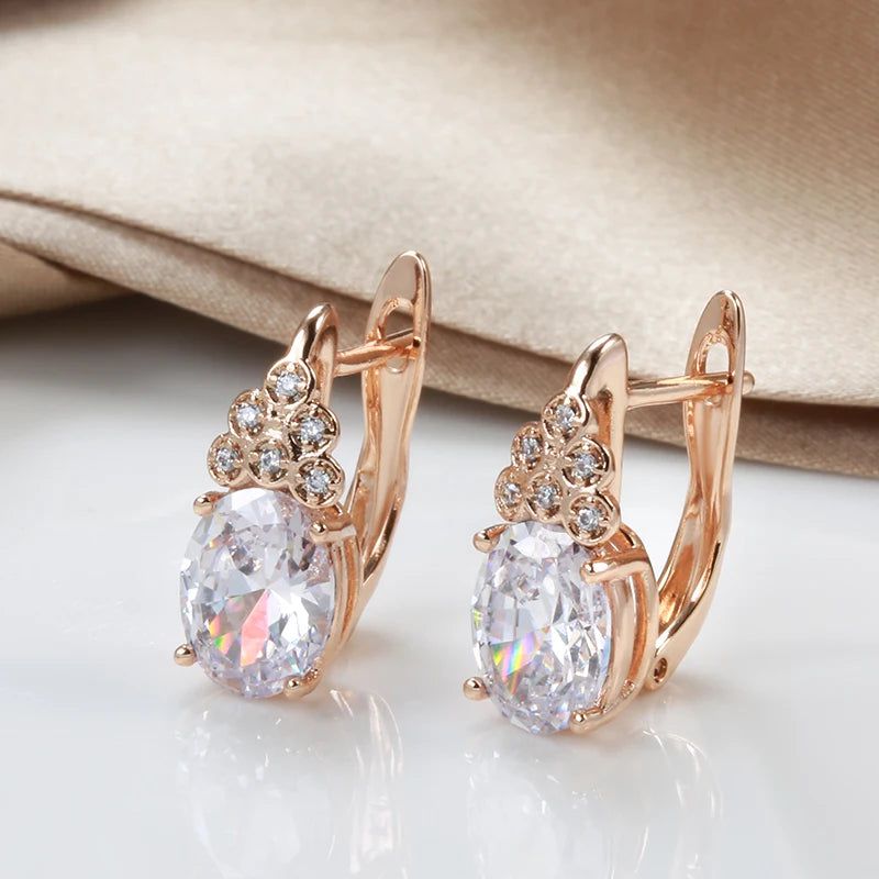 Majestic 585 Rose Gold Vintage Drop Earrings with Blue Natural Zircon and Crystal Accents