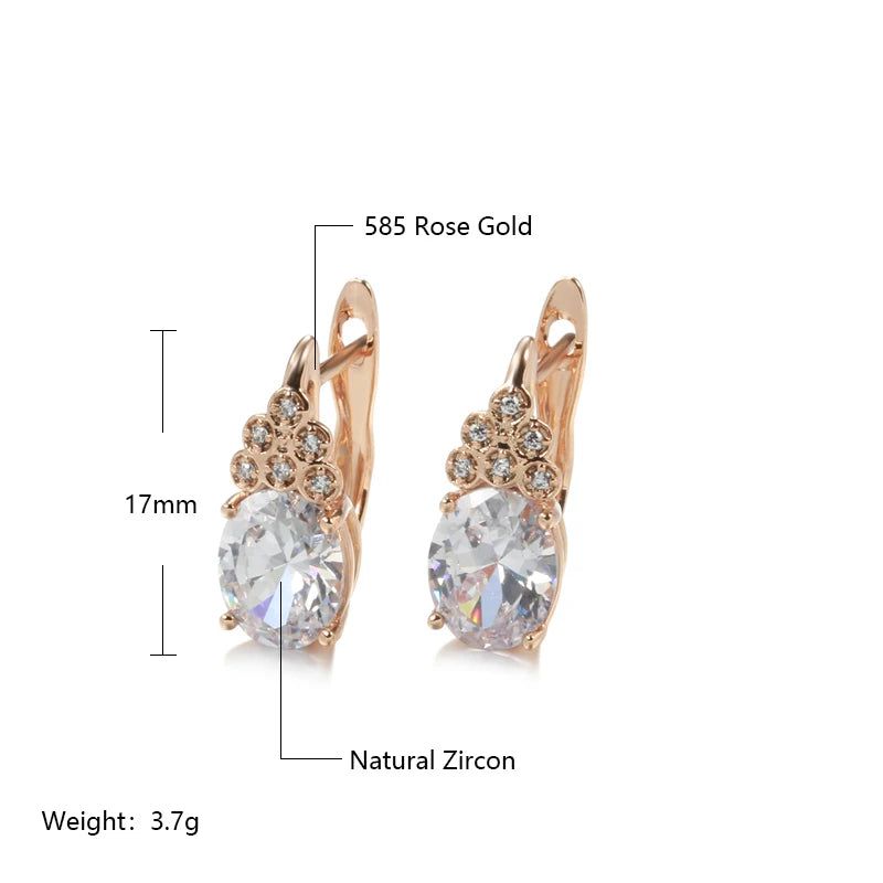 Majestic 585 Rose Gold Vintage Drop Earrings with Blue Natural Zircon and Crystal Accents