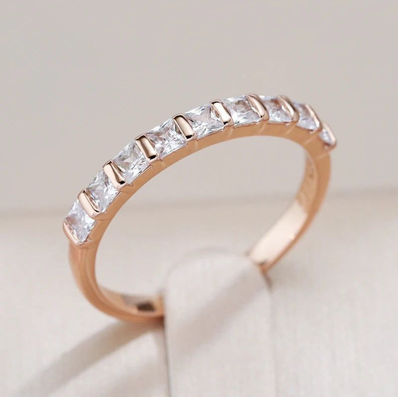 Majestic Square Natural Zircon 585 Rose Gold Fashion Rings