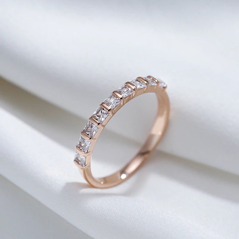 Majestic Square Natural Zircon 585 Rose Gold Fashion Rings