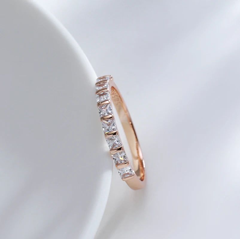 Majestic Square Natural Zircon 585 Rose Gold Fashion Rings