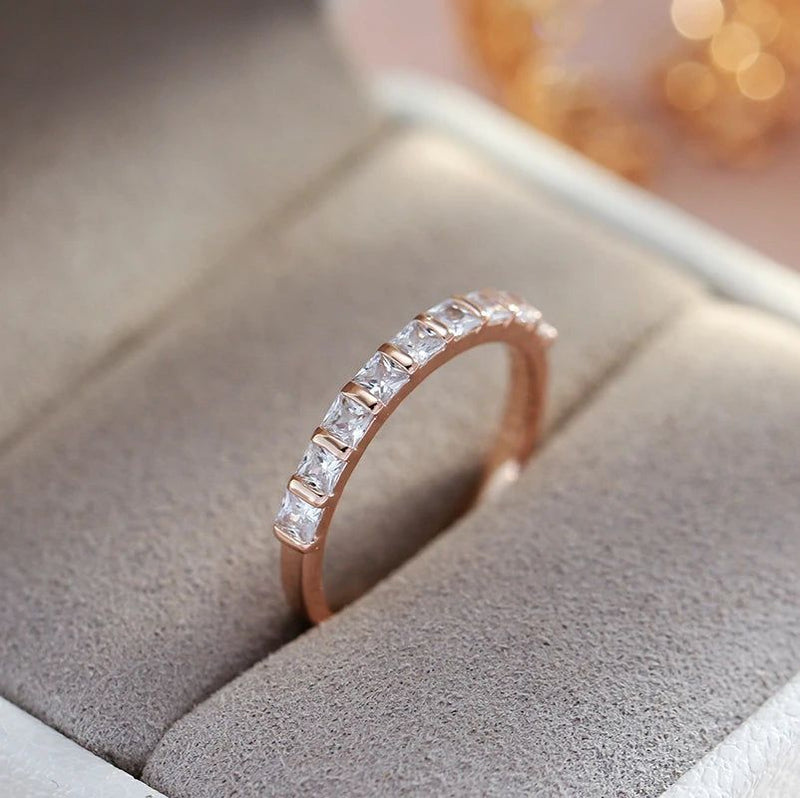 Majestic Square Natural Zircon 585 Rose Gold Fashion Rings