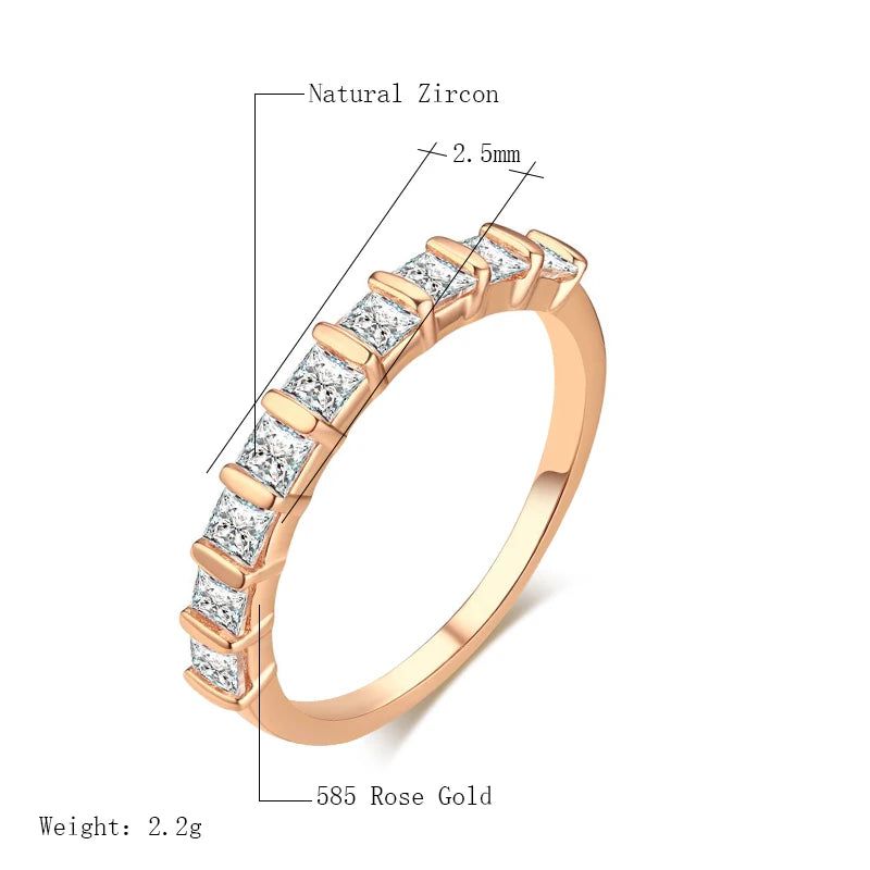 Majestic Square Natural Zircon 585 Rose Gold Fashion Rings