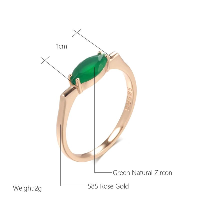 Majestic Vintage 585 Rose Gold Green Zircon Ring - Luxurious Fashion Jewelry