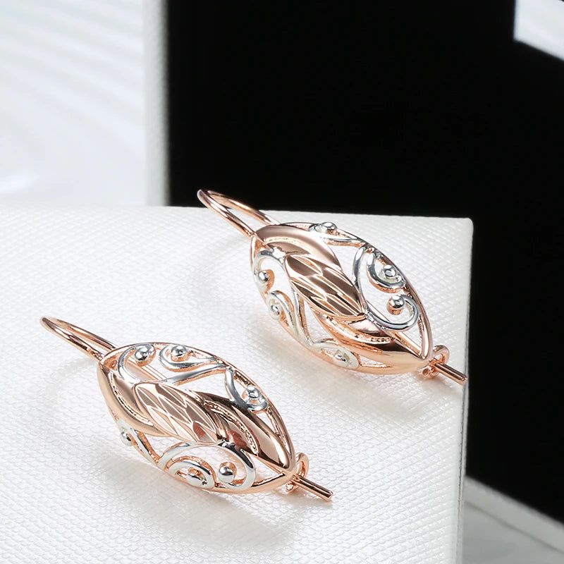 Majestic Vintage 585 Rose Gold Hollow Flower Drop Earrings