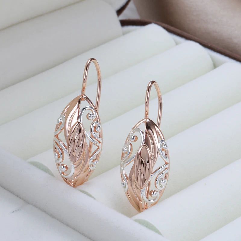 Majestic Vintage 585 Rose Gold Hollow Flower Drop Earrings