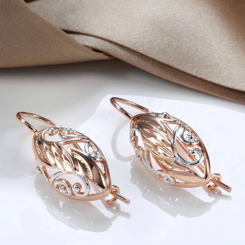 Majestic Vintage 585 Rose Gold Hollow Flower Drop Earrings