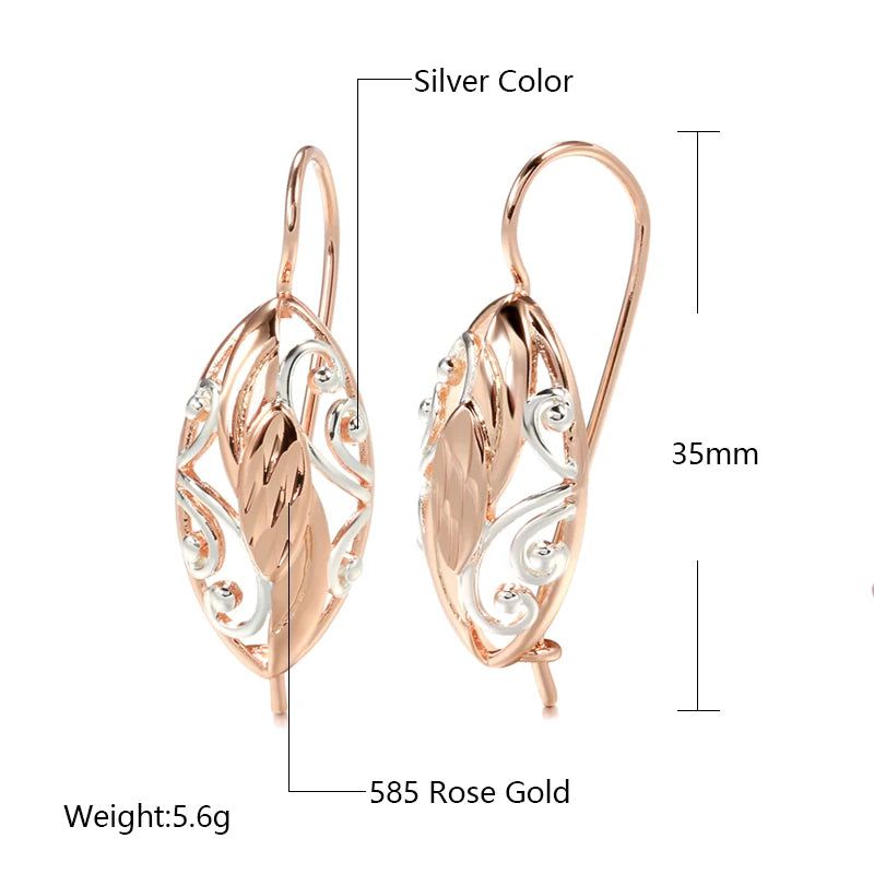 Majestic Vintage 585 Rose Gold Hollow Flower Drop Earrings