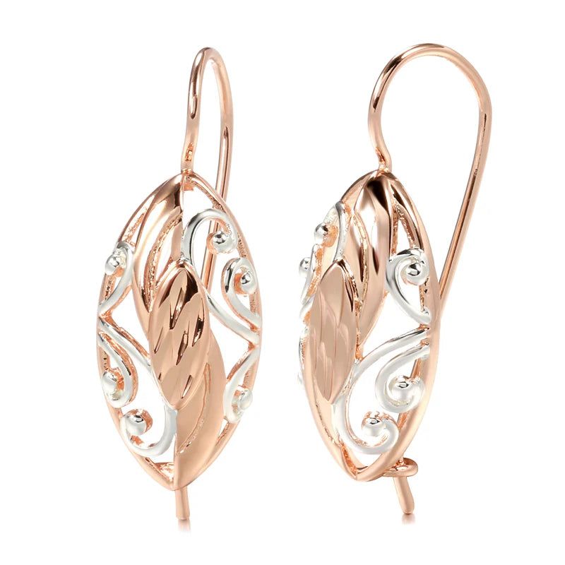 Majestic Vintage 585 Rose Gold Hollow Flower Drop Earrings