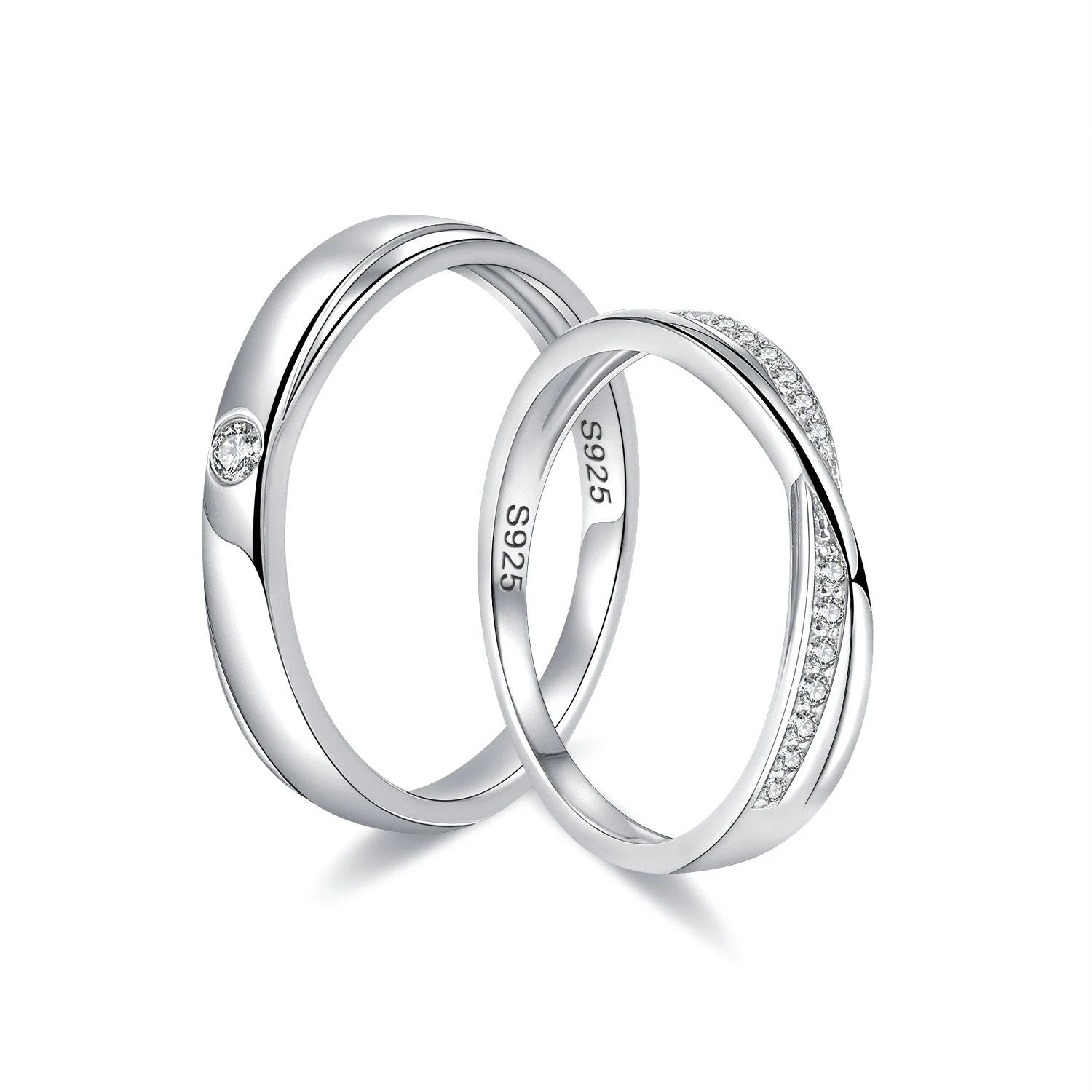 Matching Couple Ring Set Bands With Moissanite 925 Sterling Silver