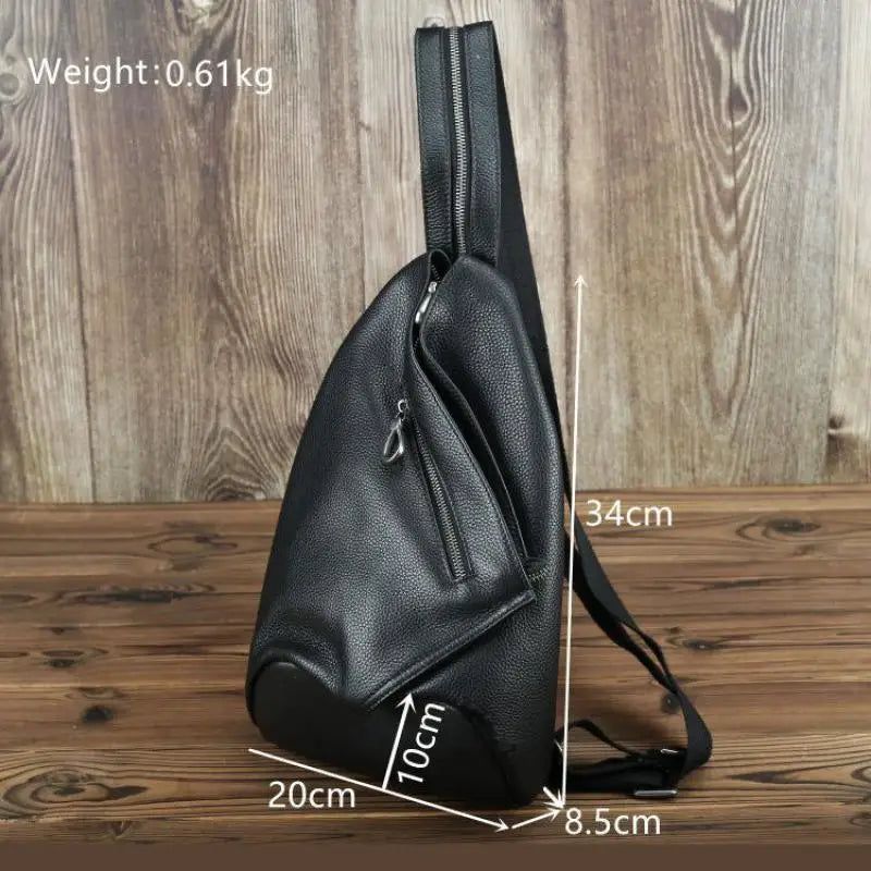 Men's Genuine Leather Chest Bag - Stylish Casual Shoulder Bag for Outdoor Adventures