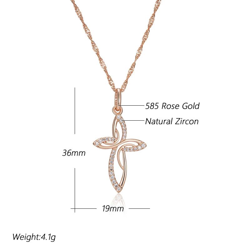 Men's Orthodox Church Rose Gold Cross Pendant Necklace - Elegant Jesus Charm Jewelry