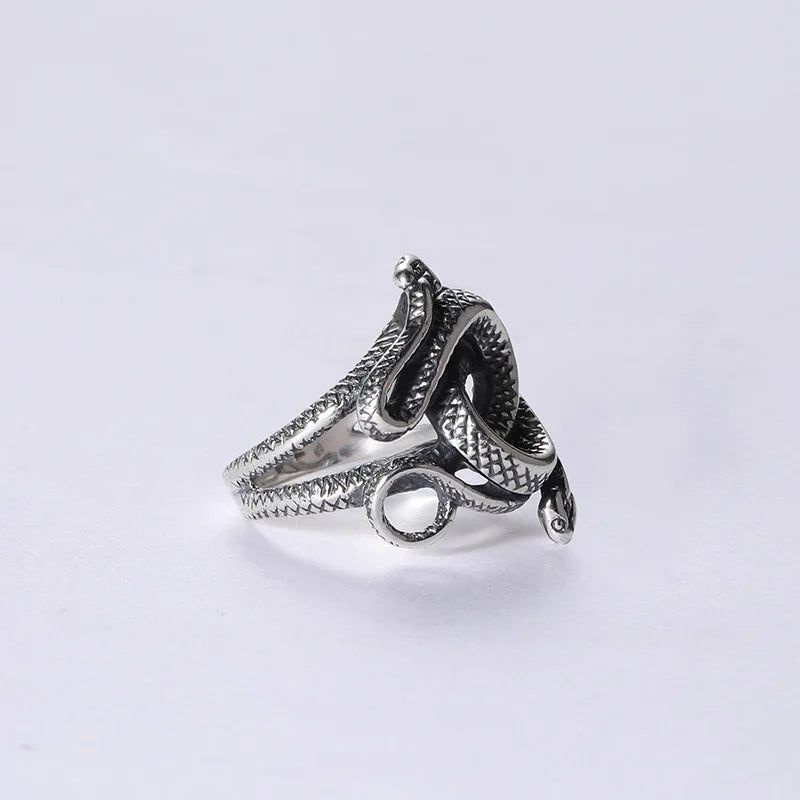 Men's Snake Ring 925 Sterling Silver Double Snake Head Rings